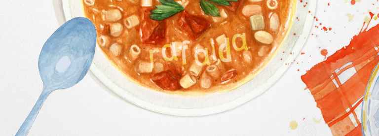 Sopa de letras en el almuerzo