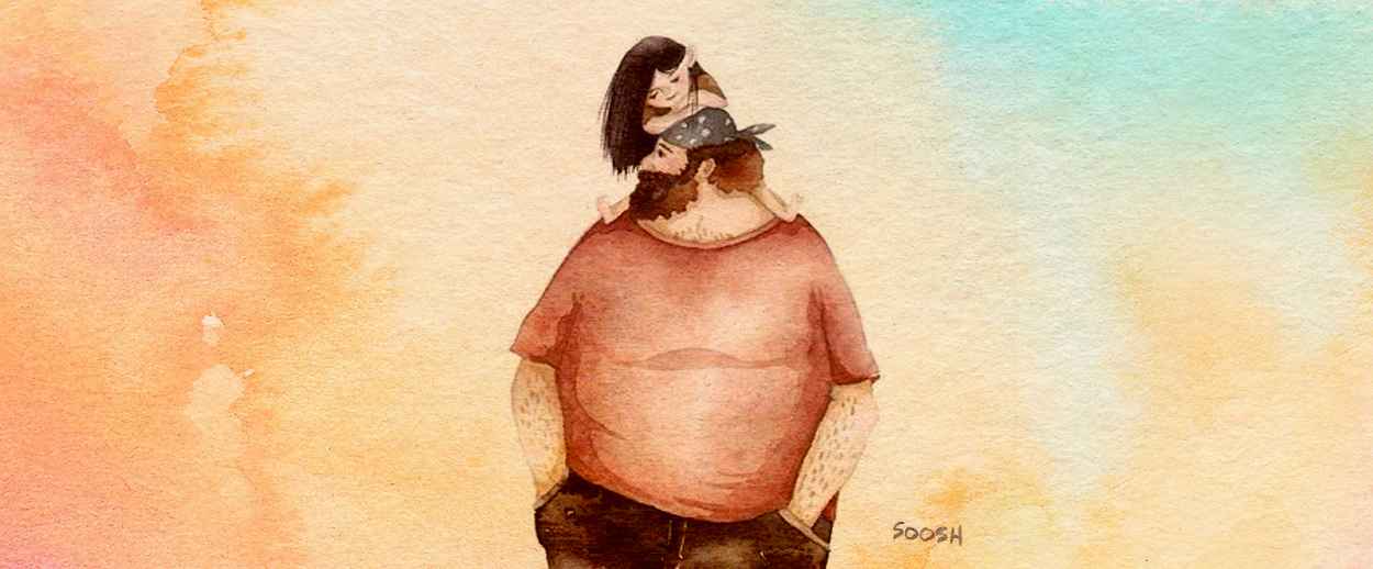 Papá es un gigantón que camina en el parque
