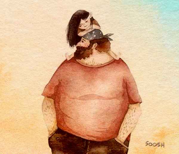 Papá es un gigantón que camina en el parque