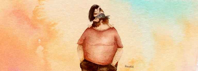 Papá es un gigantón que camina en el parque