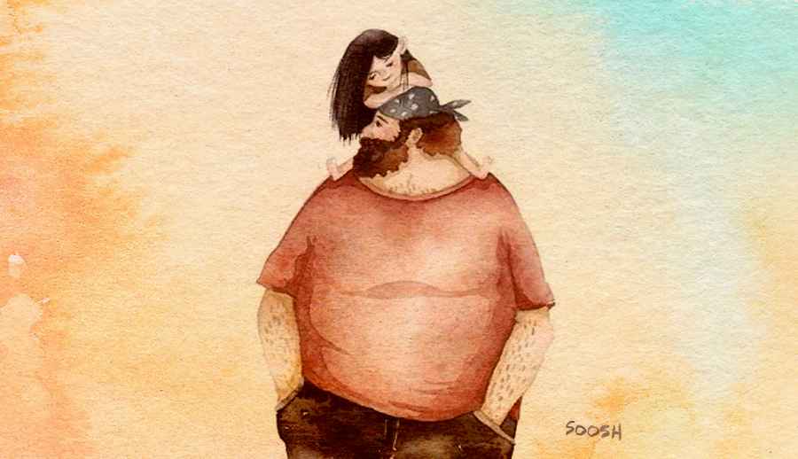Papá es un gigantón que camina en el parque