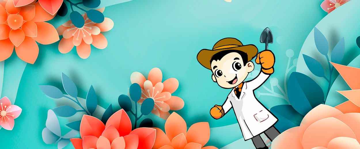 El doctor plantita cuidando a todas las frutas y flores