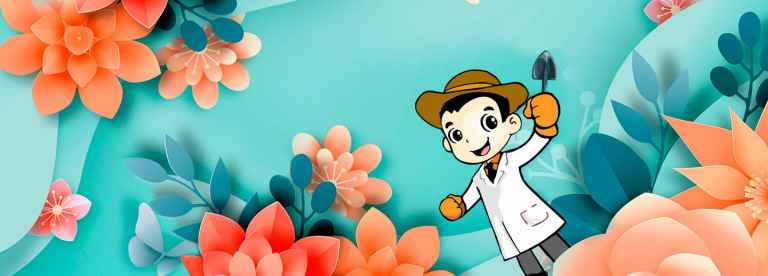 El doctor plantita cuidando a todas las frutas y flores