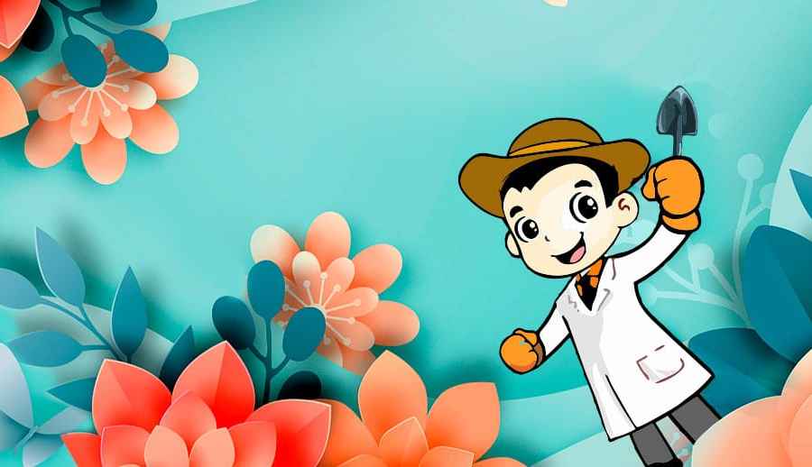 El doctor plantita cuidando a todas las frutas y flores